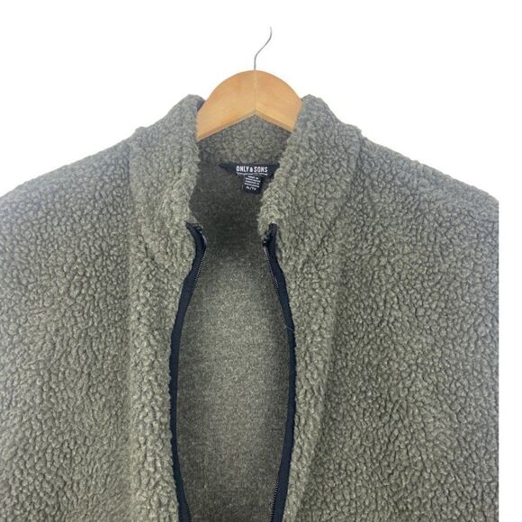 ONLY & Sons Men's Black Grey Colorblock Onsmilton Mix Sherpa Full Zip Vest US XL - Picture 7 of 12